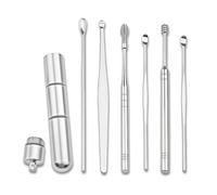 Kit di rimozione della cera auricola Set di pulisci orecchie, kit di curette for la rimozione del cerume, cucchiaio in acciaio inossidabile for la cura delle orecchie(Silvery)