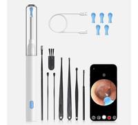 Kit di Rimozione di Cere Auricolare Impermeabile, Detergente per Le Orecchie con Set Auricolare da 8 Pezzi, Rimozione della Onda Auricolare, Ambito Auricolare Hd da 1080P, 6 Luci a Led white