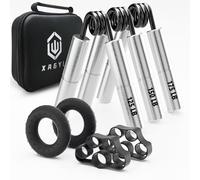 Kit di rinforzo professionale della mano da 56,7 a 79,4 kg - Manico in metallo con 2 allungatori per dita e 2 anelli di presa per polso e fronte per professionisti (argento)