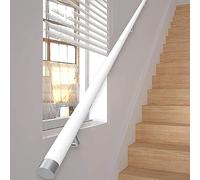 Kit di ringhiera per scale in legno bianco, da 1 m a 2,5 m, montaggio a parete per interni, maniglione per gradini ed elegante supporto per la sicurezza domestica (390 cm)