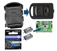 Kit di riparazione alloggiamento chiave telecomando auto 2 X micro pulsante 1 X CR2032 batteria compatibile con Opel Corsa C 00-06 Meriva A 03-10 Tigra B 04-09 Combo C 01
