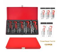 Kit di riparazione filettatura 131 pezzi con set elicoidale inserti maniche inserti filettati, maschi e punte da trapano per M5 M6 M8 M10 M12