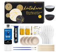 Kit di riparazione Kintsugi oro, kintsugi repair kit, ripara Ceramiche rotte con polvere d'oro e stucco epossidic, per principianti che restaurano regali significativi, Con 2 tazze di pratica