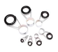 Kit di riparazione per anelli delle canne da pesca Guide for canne da pesca, accessori for la riparazione, confezione da 7, telescopiche, for la pesca su zattera, varie misure, argento e nero