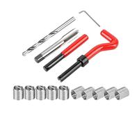 Kit di riparazione per filettature, 15 pezzi, M14 x 1,5 mm, kit di inserti per riparazione di filettature metriche elicoidali, con punte per trapano HSS, rubinetti, inserti filettati, strumento di