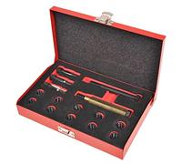 Kit di Riparazione per Filettature di Candelette 15 Pezzi, Set di Strumenti in Acciaio al Carbonio e Legato, Inserti M10 X 1,0 Mm, Fornito in Robusta Custodia di Metallo,