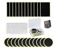 Kit di riparazione per forature per biciclette, 28 toppe autoadesive per riparazione di forature, kit di toppe per pneumatici senza colla con raspe/custodia in metallo, kit di riparazione per forature