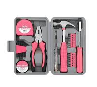 Kit di riparazione per la casa: set di attrezzi compatto con cassetta degli attrezzi rosa | Set di attrezzi versatile per la casa con organizer, collezione di strumenti, Conjun