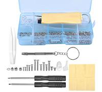 Kit di Riparazione per Occhiali, 500 Pezzi Viti per Occhiali Kit con Dadi per Viti, 10 Paia di Naselli, Mini Cacciavite e Pinzette per Riparazione Occhiali da Vista, Occhiali da Sole, Orologio