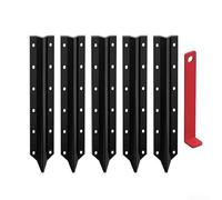 Kit di riparazione per pali di recinzione con pali in acciaio, picchetti in metallo resistente e strumento per il fissaggio di pali in legno rotti, nero, confezione da 5 (5 pezzi)