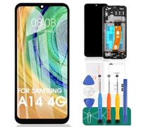 Kit di riparazione per schermo LCD di ricambio per Samsung Galaxy A14 4G SM-A145P SM-A145F SM-A145R Touch Digitizer (nero, con telaio)