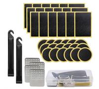 Kit di riparazione pneumatici per bicicletta, 42 pezzi, con toppe autoadesive senza colla, set universale per tubo interno della bicicletta, con leve e lime in metallo, per bici da strada e mountain