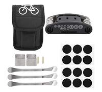 Kit di riparazione pneumatici per biciclette da 21 pezzi Strumento di riparazione forature bici Strumento multifunzione 16 in 1