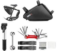 Kit di riparazione portatile per bicicletta, set di attrezzi per bicicletta con multitool, mini pompa da 120 PSI, leve per pneumatici e toppe - Strumenti di manutenzione per BMX, Mountain ed E-Bike