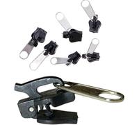 Kit di riparazione universale per cerniera, 6 pezzi, nero, per riparare cerniere dentate e cerniere per giacche, elementi di fissaggio, nozioni di cucito e forniture