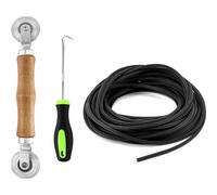 Kit di riparazione zanzariere 3 in 1, gancio per bordatura, rullo a doppia ruota per guarnizioni e guarnizione in gomma, 3 mm x 15 m