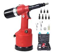 Kit di rivetti pneumatici idraulici per impieghi gravosi, kit di rivettatrici a strappo con 7 ugelli, rivetti e cassetta degli attrezzi, rivettatrice pneumatica automatica(Red)