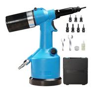 Kit di rivetti pneumatici idraulici per impieghi gravosi, kit di rivettatrici a strappo con 7 ugelli, rivetti e cassetta degli attrezzi, rivettatrice pneumatica automatica(Blue)