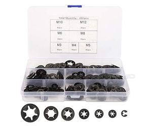 Kit di rondelle di bloccaggio dentate interne, set di guarnizioni di fissaggio 280 pezzi M3 M4 M5 M6 M8 M10 M12 - Acciaio al manganese resistente, assortimento multi-misura,