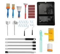 Kit di Rulli per Pittura con Asta Telescopica 2 m, Rullo per Pittura da 23 cm e 10 cm, Vassoio, Pennelli, Spatola, Carta Abrasiva e Pellicola Protettiva per Pareti, Soffitti e Porte
