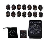 Kit di rune da strega, set di 14 rune mistiche in legno, set con guida per divinazione mistica, set completo di rune streghe per pratiche Wicca