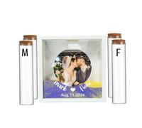 Kit di sabbia per cerimonia di nozze di famiglia, personalizzabile, set di sabbia per unità familiare con nomi/foto, bottiglia in acrilico trasparente per luna di miele, barattolo decorativo per