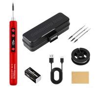 Kit di saldatore, ferro ricaricabile USB senza fili con controllo della temperatura LCD, display digitale 5 V 15 W, kit di riparazione wireless (rosso)