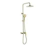 Kit di saliscendi per doccia regolabile con soffione doccia a pioggia da 24,5 cm, 3 getti, staffa girevole, tubo anti-perdite, set completo per doccia, design con zirconio