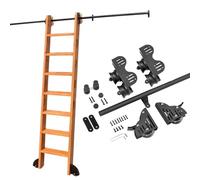 Kit di Scale scorrevoli per libreria, Estensibile da 1 a 7,3 Metri, con Ruote telescopiche e Base con Freno, in Acciaio al Carbonio, Portata Massima 150 kg (esclusa la Scala) (binari da 360