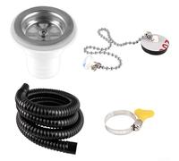 Kit di scarico a gomito per lavello camper, con tubo da 2 m, in ABS, impermeabile, a prova di perdite, sifone anti-odore per lavabo camper, raccordo idraulico bianco (dritto + tubo)