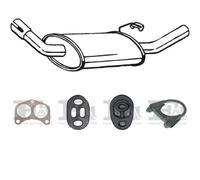 73 CV SILENZIATORE POSTERIORE PER FORD Escort IV GAF, AWF, ABFT 1.4 KW 54 CV 73