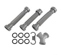 Kit di scarico doppio per lavello regolabile con connettore a T, flessibile da 3,8 cm e 3,8 cm, prolunga per tubo di scarico per lavelli a doppio lavello, sifone P in plastica con