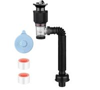 Kit di scarico per lavandino del bagno,Kit di tubi di scarico per lavandino del bagno - Tubo P-Trap per scarico lavello anti-intasamento,Kit di scarico flessibile a prova di perdite, kit di drenaggio