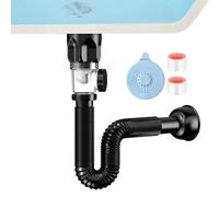 Kit di scarico per lavandino del bagno,Kit di tubi di scarico per lavandino del bagno,Tubo P-Trap per scarico lavello anti-intasamento - Tubo di scarico per lavandino estensibile, kit di drenaggio per
