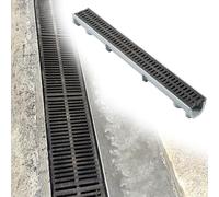 Kit di scarico sottile con sistema di drenaggio a canale sottile con coperture rimovibili in plastica per griglia di facile installazione per cortile, giardino, vialetto e aree in