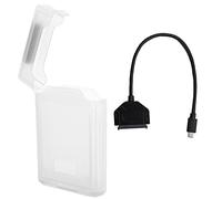Kit di scatola di protezione con adattatore per disco rigido SATA Tipo C USB 3.0, 2,5 pollici HDD SSD, custodia universale per hard disk da 7-12,5 mm con supporto UASP a 6 Gbps e (Bianca)