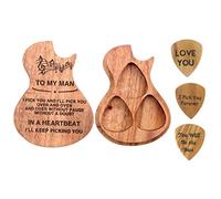 Kit di Scatole per Plettri per Chitarra da 3 Pezzi, Contenitore per Plettro Inciso con Lettere in Legno, con 3 Plettri per Chitarra, Festa della Mamma, Festa del papà, San (1)