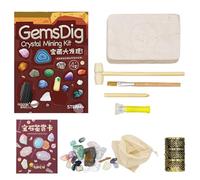 Kit di scavo della gemma gemma gamera - giocattolo di scavo per bambini con strumenti di scavo | Set di archeologia di Crystal Discovery, kit di esplorazione scientifica per ragazzi e ragazze, ed