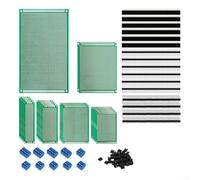 Kit di schede per esperimenti PCB, 147 pezzi con 6 dimensioni (9 x 15 cm, 7 x 9 cm, 5 x 7 cm, 4 x 6 cm, 3 x 7 cm, 2 x 8 cm), fibra di vetro FR4 1,6 mm di spessore, fori pre-stagnati per progetti