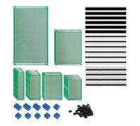 Kit di schede prototipo PCB da 147 pezzi con diverse dimensioni, circuiti stampati monolaterali in fibra di vetro FR4, morsettiere assortite, intestazioni pin per cavi jumper