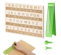 Kit Di Scrittura Braille - Lavagnetta Portatile A 4 Righe E 28 Celle | Forniture Per Problemi Di Vista Per Adolescenti Adulti Non Vedenti Studenti Insegnanti Scuole Aule Homeschooling, Strumento Durev