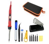 Kit Di Set For Saldatore Elettrico Digitale Da 80 W, Stazione For Saldatore Con Punte Di Flusso For Pasta Saldante, Borsa For Attrezzi(80W red set2)