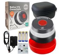 Kit di sicurezza con faro di emergenza V16 geolocalizzato e collegato DGT 3.0 - Include adattatore, cavo di alimentazione e custodia antiurto