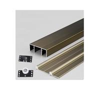 kit di sistema di ingranaggi cingolati, Kit binario for porta scorrevole in lega di alluminio senza scanalature a 2 binari con ruote multicolore 100-300 cm(Gold,Length 200cm)