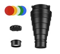 Kit di snoot in metallo con griglia a nido d'ape e 5 filtri colorati per migliorare l'illuminazione nella fotografia commerciale e interna