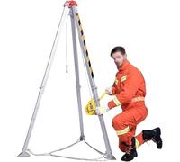 Kit di soccorso, Kit treppiede di salvataggio for impieghi gravosi con verricello e imbracatura sicurezza, pieghevole for pozzi, tombini, gallerie fognarie(1800LBSWinch)