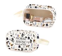 Kit di sopravvivenza per spettacoli di cavalli, borsa trasparente per il trucco, borsa per il trucco a cavallo, in pelle PU, regalo per amanti dei cavalli, Pu Mostra Cavalli, No