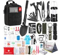 Kit di sopravvivenza, regalo per uomini, donne, ragazzi, 252 pezzi di attrezzatura di sopravvivenza e attrezzatura mini kit di primo soccorso per auto, casa, kit di emergenza con sistema Molle per