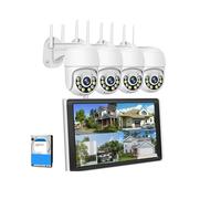 Kit di sorveglianza Smart Monitor da 10,1 Pollici 3MP Sistema di telecamere di Sicurezza PTZ IP Wi-Fi for Esterni Kit NVR 8CH Set di monitoraggio Domestico(2T,8CH NVR 6 Cams 3MP)