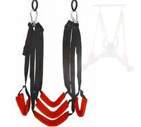 Kit di sospensione con cintura yoga in nylon nero-rosso con lunghezza regolabile per mani e gambe, adatto per lo yoga e lo stretching muscolare